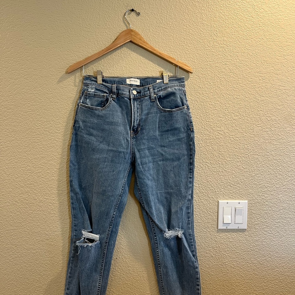 PacSun Distressed Skinny Jeans in Classic Blue
